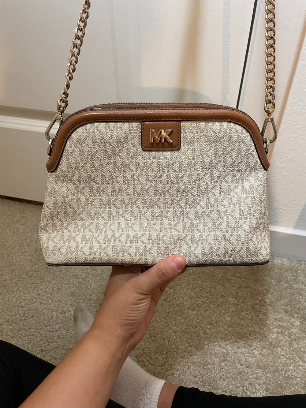 MICHAEL Michael Kors Beige and Brown MK Logo Crossbody Bag - Picture 4 of 7
